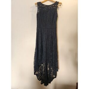 MUADRESS Womens Black Lace High Low Cocktail Dress Sleeveless Size S